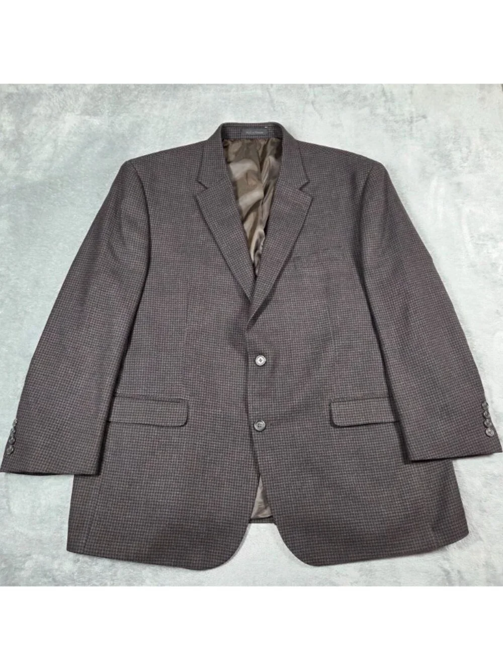 Lauren Ralph Lauren Sport Coat 48R Brown Houndstooth Office Preppy Blazer Jacket